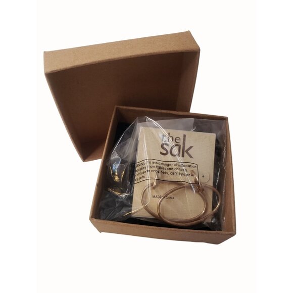 The SAK Gold Hoop Earrings Slim Oval Gold Tone New - Picture 4 of 6